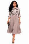 Executive Elegance Bow Midi Dress(gray)