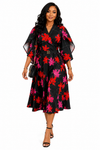 Elegant Belle Belted Flare Midi Dress(Multi)