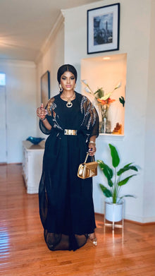  Black Sleeveless Dress with Rhinestone Mesh Jacket ✨🖤