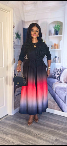  OMBRÉ  MIYAKI BELTED  DRESS(BLACK)