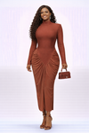 Aurelia Sculpt Luxe Bandage Midi Dress(Brown)