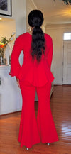 COUTURE 2PCS PALAZZO PANT SET(RED)