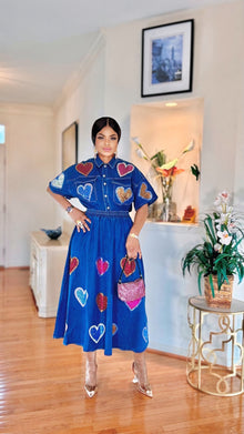  Heart of Glam Rhinestone Denim Skirt Set(LT Blue)