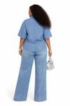 Noir Crystal Luxe Denim Palazzo Set(Blue)