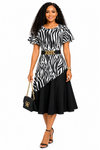 Midnight Zebra Grace Dress(Black/white)