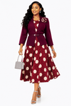 Royal Elegance Jacket & Midi Dress Set(Wine)