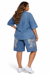 Denim Dazzle Rhinestone Shorts Set