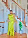 Lemon Luxe Couture Feather Sleeve Gown