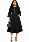 Sophisticated Grace Midi Dress(Black)
