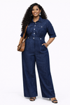 Classic Denim Utility Jumpsuit(medium light)