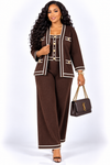 PREORDER 04 – BROWN 3-PIECE KNIT PANT SET