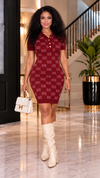 Monogram Luxe Sweater Knit Dress(Wine)