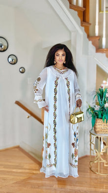  Regal Embroidered Maxi Kaftan(WHITE)