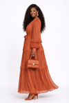 Rosewood Tiered Ruffle Maxi Dress(Burnt orange)