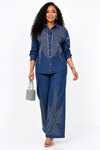 2 piece Crystal Pathway Denim pant Set