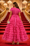 Luxe Tiered Ruffle Maxi Dress(FAUSIA PINK)