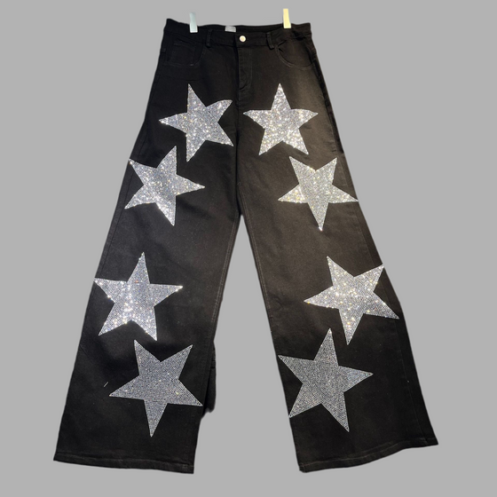 Starlight crystal Black Wide-Leg Denim(Bottom)