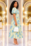 THE BLOOM STRIPE CORSET MIDI DRESS(Lemon)
