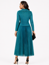 Aurora Sculpt Pleated MIYAKI Dress(Teal)
