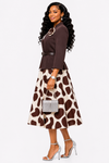 Royal Elegance Jacket & Midi Dress Set(Brown)
