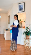 Wild Luxe Leopard Denim Jumpsuit Set(Blue-White)