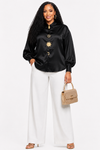 Golden Charm Satin Blouse(Black)