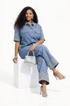 Crystal Cuff Denim Palazzo Set