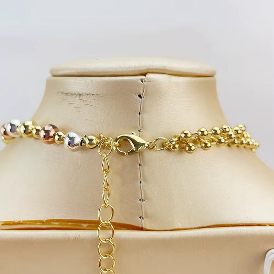 24K THREE TONE FLOWER GOLD JEWELRY SET
