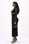 Midnight Lace Royale Contour Bandage Dress(Black)