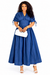 THE DENIM GRACE CORSET MAXI DRESS