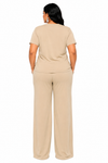 Luxe Rhinestone Pant Set(Beige)