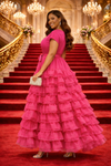 Luxe Tiered Ruffle Maxi Dress(FAUSIA PINK)