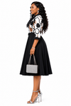 Elegant Grace Bow Midi Dress(Black)