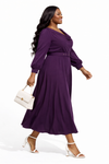 Regal Flow Belted Maxi Dress(PURPLE)