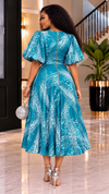 Timeless Charm Wrap Midi Dress(Teal)