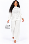 PREORDER 06– WHITE 2- PIECE KNIT PANT SET