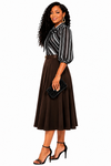 Executive Elegance Bow Midi Dress(Brown)