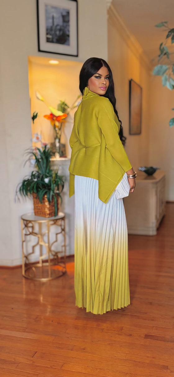 OMBRÉ 2PCS PLEATED SKIRT SET