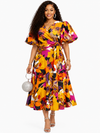 Timeless Charm Wrap Midi Dress(orange floral)