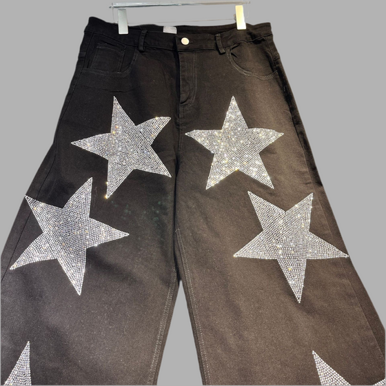 Starlight crystal Black Wide-Leg Denim(Bottom)