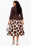 Royal Elegance Jacket & Midi Dress Set(Brown)