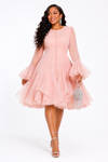 Grace Button-Front Ruffle Dress(pink)
