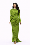 Sculpted Drape Luxe Maxi Dress(Lemon)