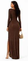 Sparkly Rhinestone Embellished Bodycon Gown
(Brown)