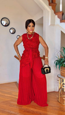  SHIMMER SLEEVELESS TOP-PALAZZO PANT SET(BURGUNDY)