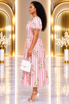 THE BLOOM STRIPE CORSET MIDI DRESS(Pink)