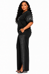 Elegance Crystal Luxe Pant Set(Black)