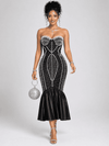 Midnight Pearl Illusion Mermaid Bandage Dress