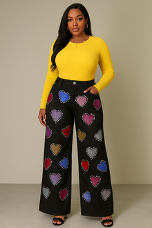  Studded Candy Heart Denim