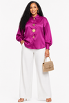 Golden Charm Satin Blouse(pink)